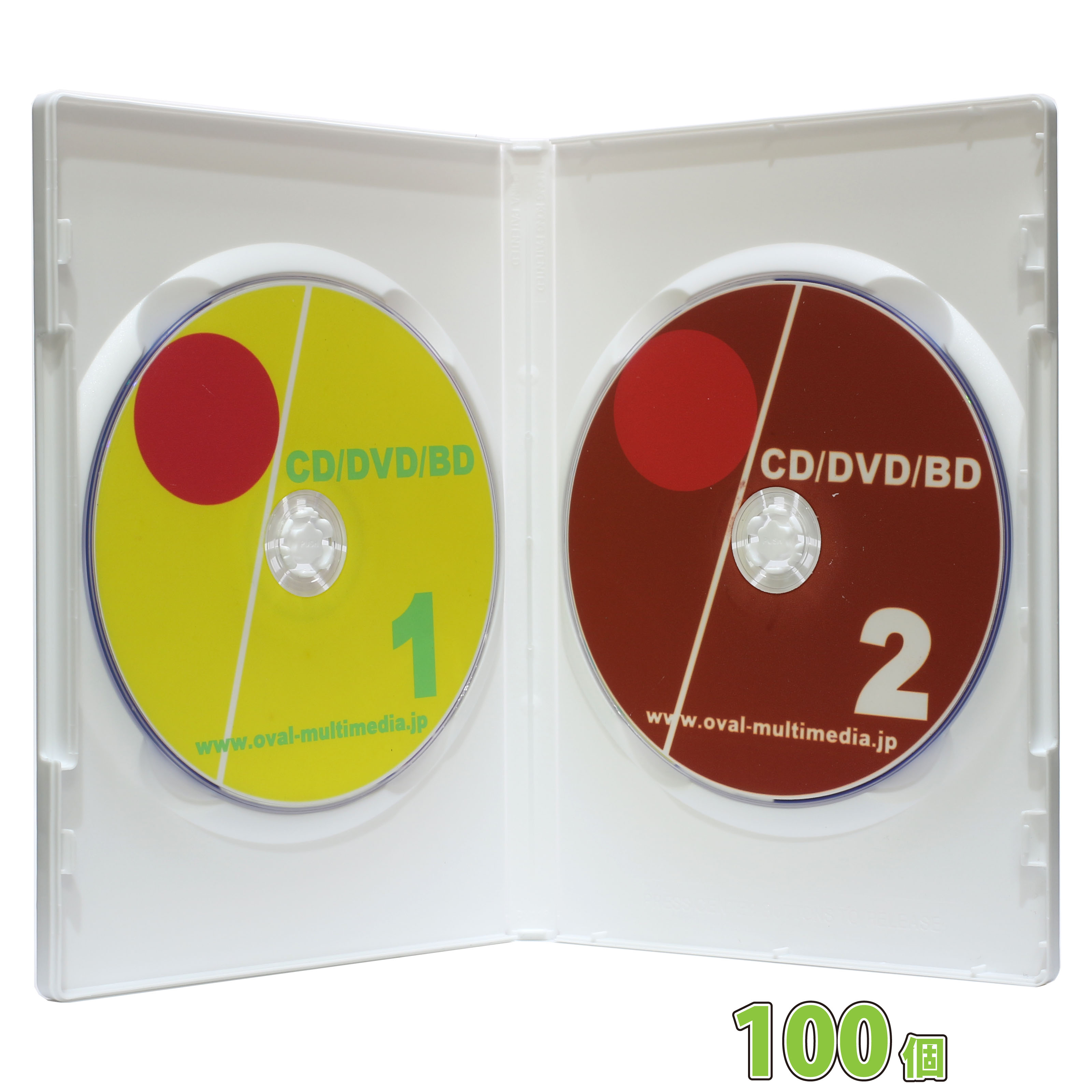 DVDケース 2枚収納 DVDトールケース 新ホワイト 100個 15mm厚 ブルーレイにも適します オーバルマルチメディア(OvalMultimedia)