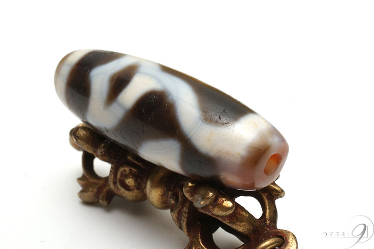 【紅朱砂水蓮花天珠約37mm×12mm】【メール便不可】