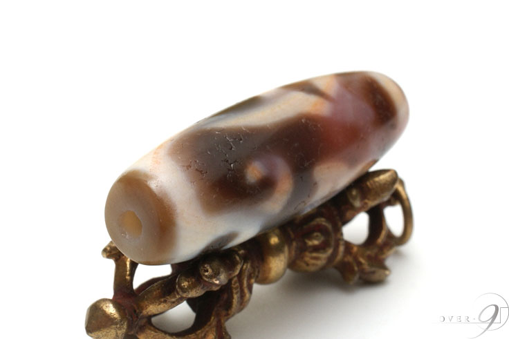 【紅朱砂水蓮花天珠約37mm×12mm】【メール便不可】