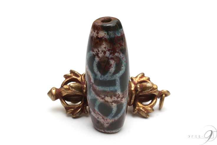 楽天市場】【老玉髄天珠 白 蓮花宝瓶天珠 約20mm×10mm】【メール便可