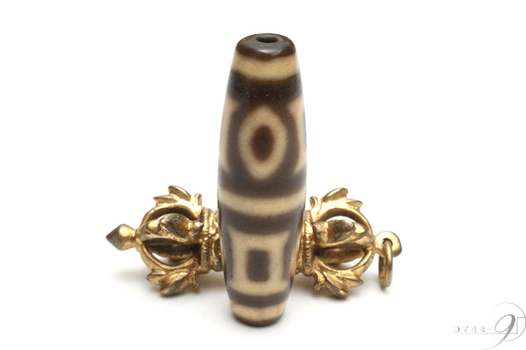 《現物限り一点物》 【 四天地天珠 老礦天珠 約41mm&times;12mm 】【メール便不可】｜テラヘルツ 北投石 天珠 OVER-9
