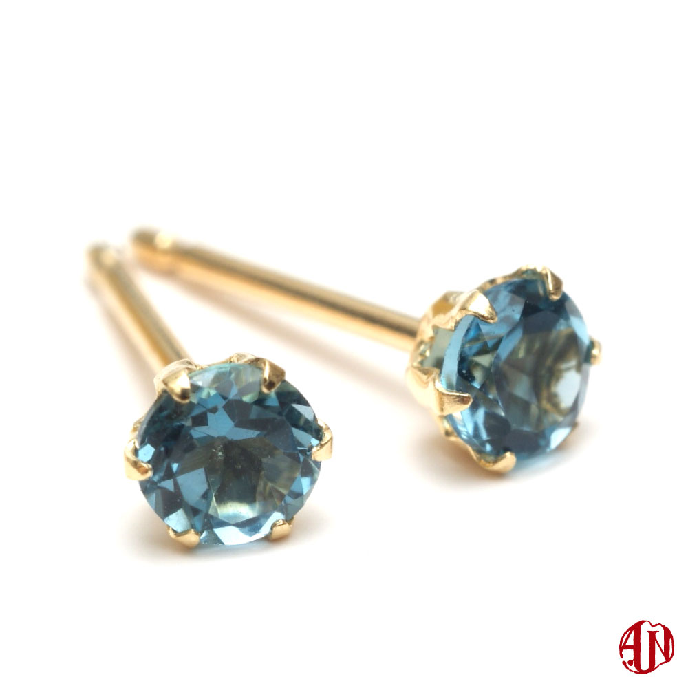◇セカンドピアス◇ ロンドンブルートパーズ《約4ｍｍ》K18YG ピアス 