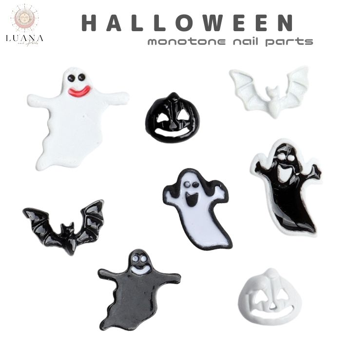 楽天市場】ネイルパーツ ハロウィン モノトーン おばけ こうもり