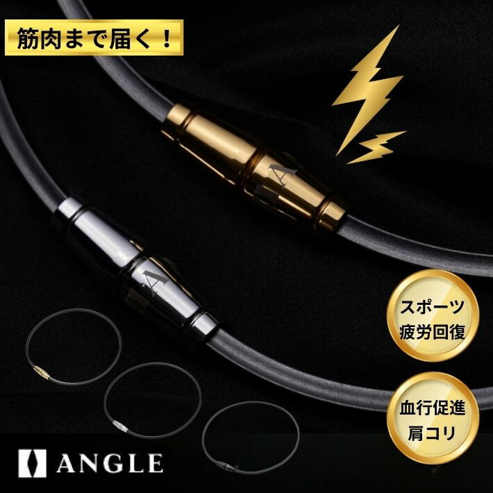 ANGLE アングル 磁気 ネックレス e.MODEL 02 医療機器 肩こり 血行 改善 メンズ レディース スポーツ ゴルフ 野球 ランニング 45cm 50cm 日本製 プラチナ ゴールド ブラック SUS316L 磁力 50mT 同極平行配列|オーバーフラッグスポーツ