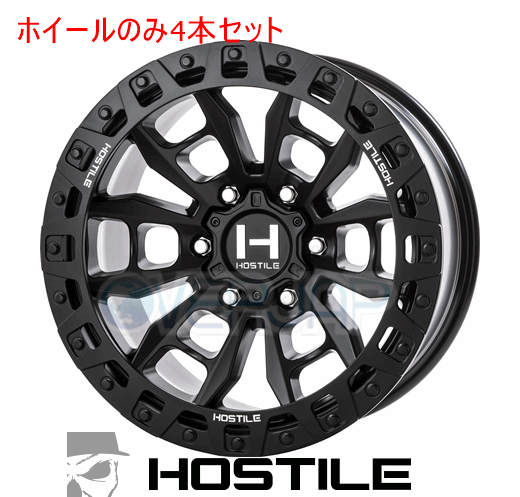 4本セット HOSTILE CRANDON (クランドン) アスファルト 17インチ 9.0J 139.7/6 0 ハイラックス GUN125｜OVERJAP