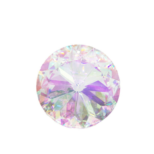 ASFOUR CRYSTAL1041 ラウンド少し穴40粍（オーロラ）［商いものカテゴリー化：結晶部分品］［大きさ：（約）縦40×横40粍］［色つや：オーロラ（AB工業）］［寸法：１箱（85個入り口・入口）］