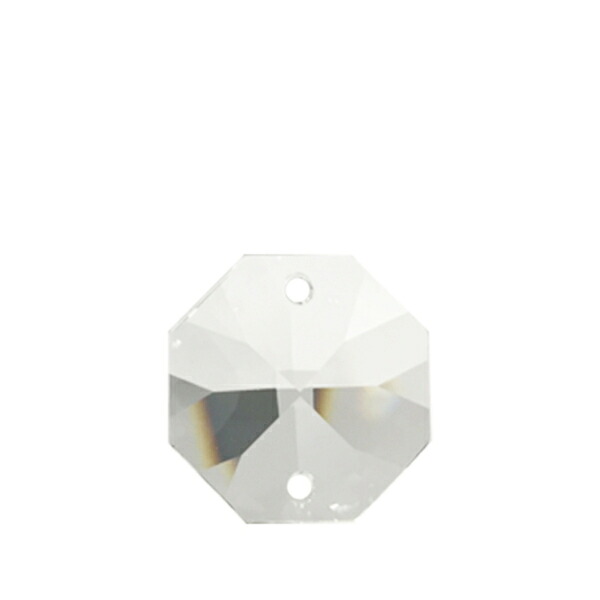 ASFOUR CRYSTAL1080 オクタゴン２つ穴18mm（クリア）［商品種別：クリスタルパーツ］［サイズ：（約）縦18&times;横18mm］［カラー：CRYSTAL（透明）］［数量：１箱（960個入り）］｜オーバースペック屋