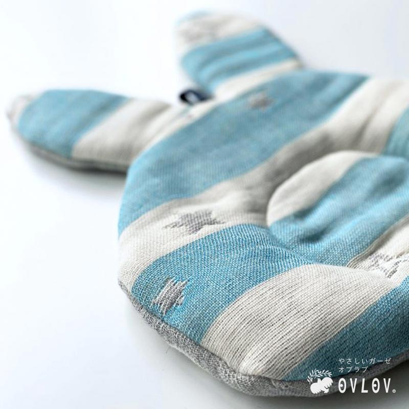 まくら ベビー うさぎ枕 ブルー 6重ガーゼ かわいい ガーゼ生地 日本製 女の子 男の子 オブラブ お米 Umu Ac Ug