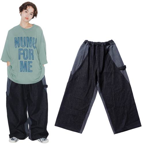 nunuforme（ヌヌフォルム） レディース服 バイカラーペインターパンツ ジーンズ 黒いこと 1(155糎)/2(163糎) 電子メイル便不可 2026春夏 新作