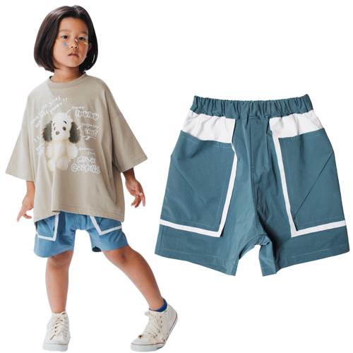 nunuforme（ヌヌフォルム） 子ども服 バイカラーショートパンツ ブルー (125-145cm) メール便OK 2026春夏 新作