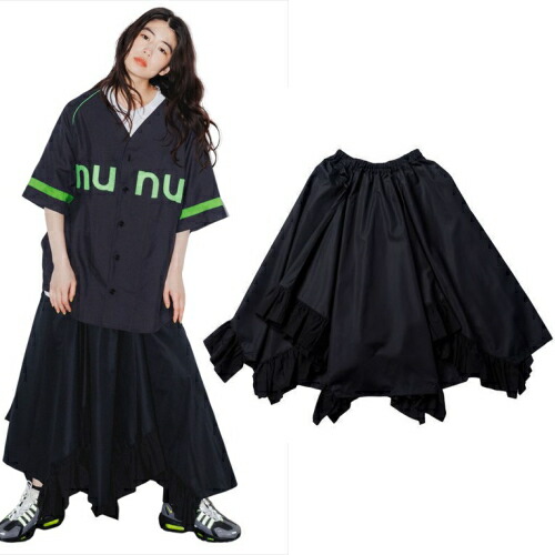 nunuforme（ヌヌフォルム） レディース服 イレギュラーフリルスカート ブラック 1(155cm)/2(163cm) メール便不可 2026春夏 新作
