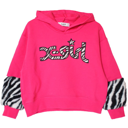 40%OFFセール SALE X-girl Stages 子ども服 80-140cm エックスガールステージス アニマルロゴ袖ファーパーカー ディープピンク メール便不可 2024秋冬 XGIRL エックスガール キッズ 子供服 baby kids