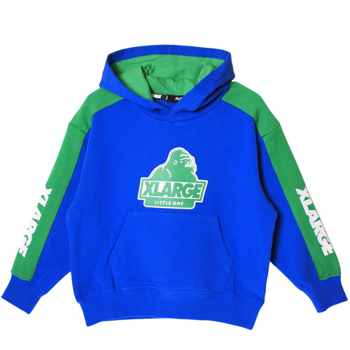 【33%OFF｜秋冬セール】 XLARGE KIDS（エクストララージキッズ） 袖ロゴ パーカー（90-140cm） ブルー / 青