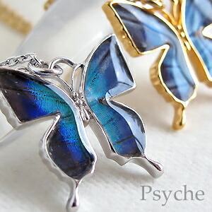 【Psyche】本物の蝶の羽*バタフライネックレス*グリーン