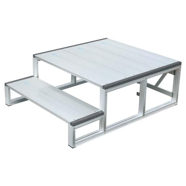 【貨物輸送無料】ダンノ (DANNO) 軽銀折りたたみ式 朝礼台(W95×H50) D-8355