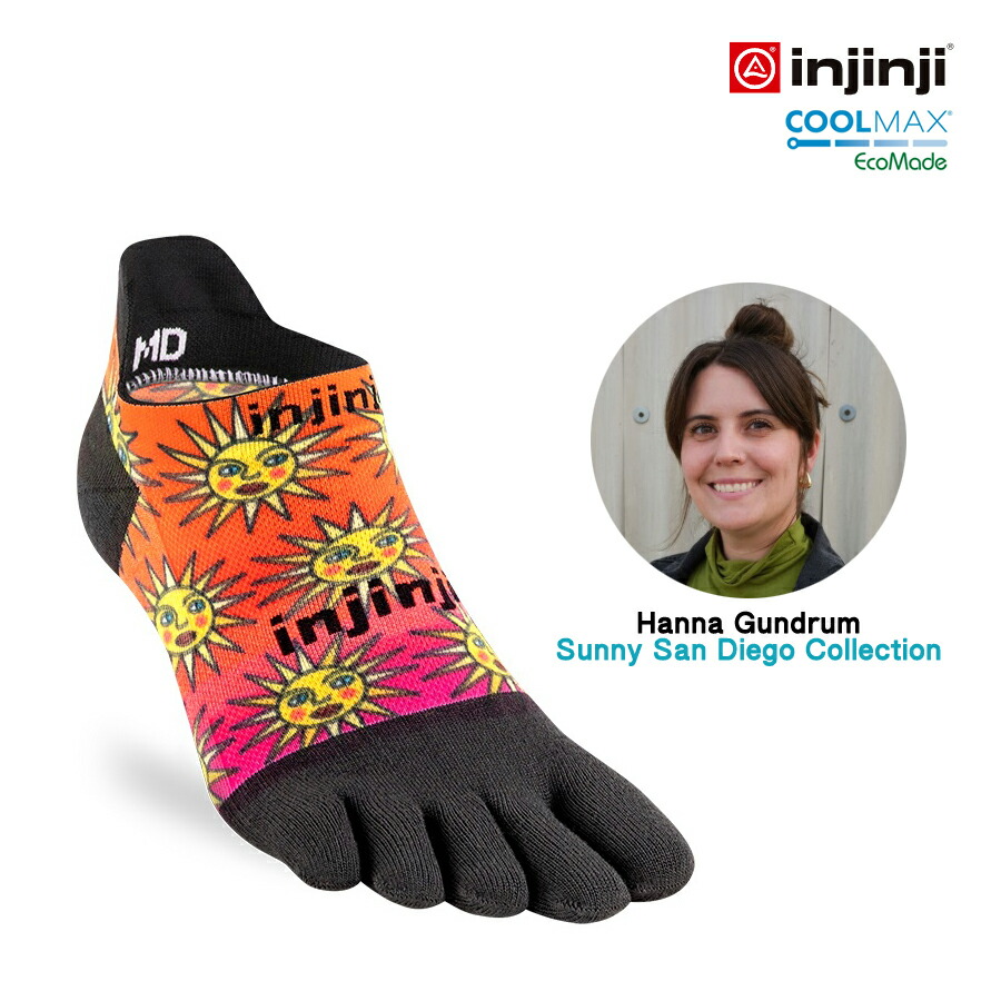 【楽天市場】injinji(インジンジ) アーティスト ラン ライトウェイトノーショウ Sunny San Diego 291410：帆布