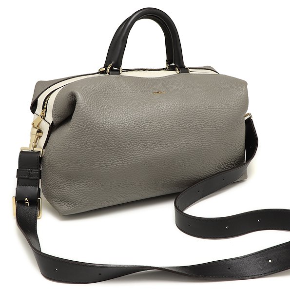 【中古】フルラ ブロガー M サッチェル 2WAYバッグ グレー レザー FURULA