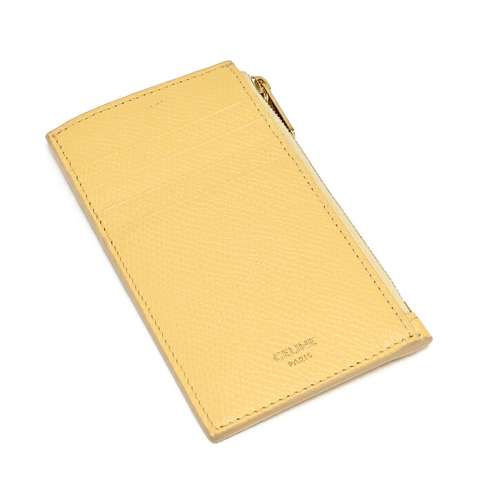 セリーヌ コンパクト ジップドカードホルダー カーフ クリームイエロー 10B683BEL CELINE|おやま質店店