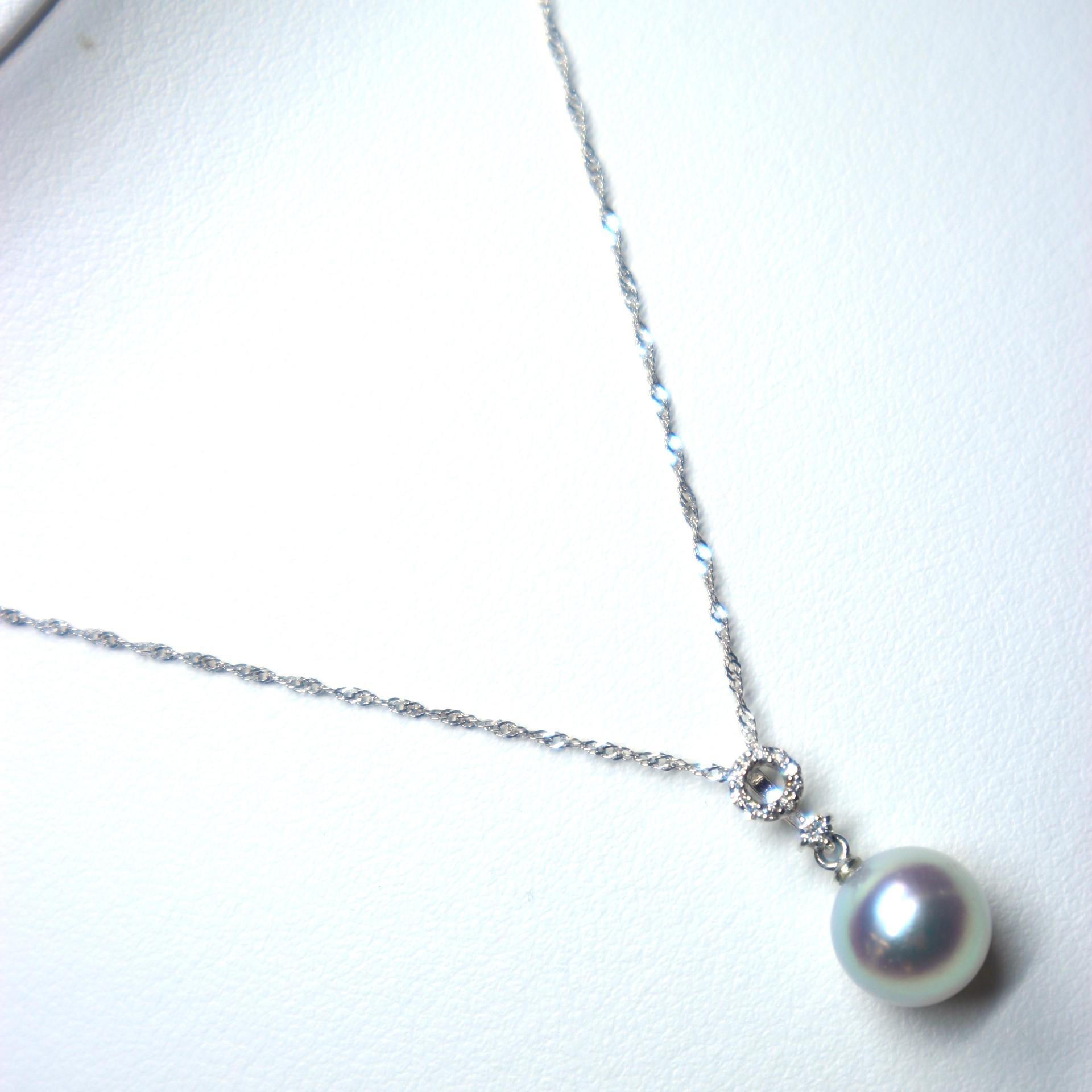 MIKIMOTO☆K18YGパールダイヤペンダント☆アコヤ真珠7.5㎜☆超美品