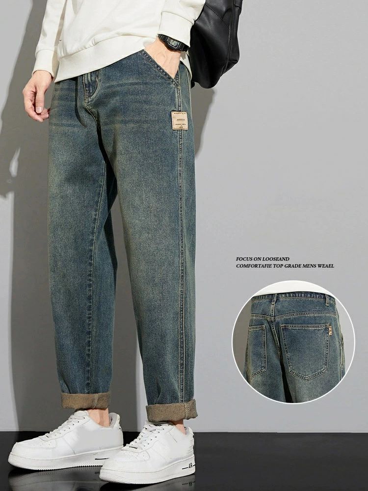 デニムパンツ ジーンズ ワイドパンツ ゆったり シルエット ストレート レトロデニム ブラックデニム ヴィンテージ加工 ル|おやま商店店