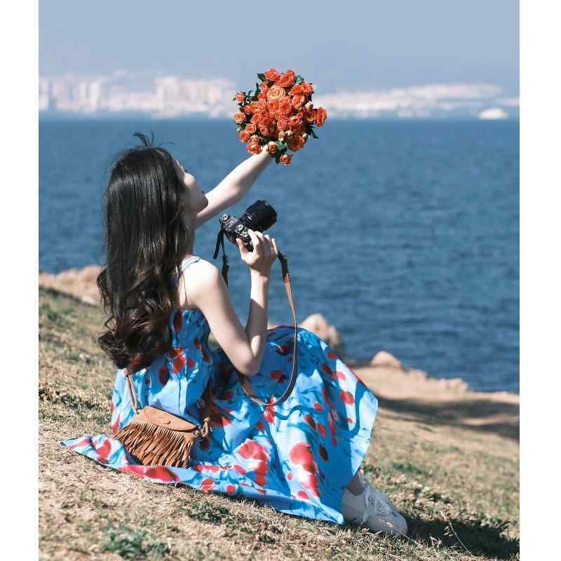 成人女性用 夏用 吊り紐 フレンチ表現スタイル 絶美 刷り上げる御花 チューリップ柄 油画風 並み並み丈 真っただ中スコート
