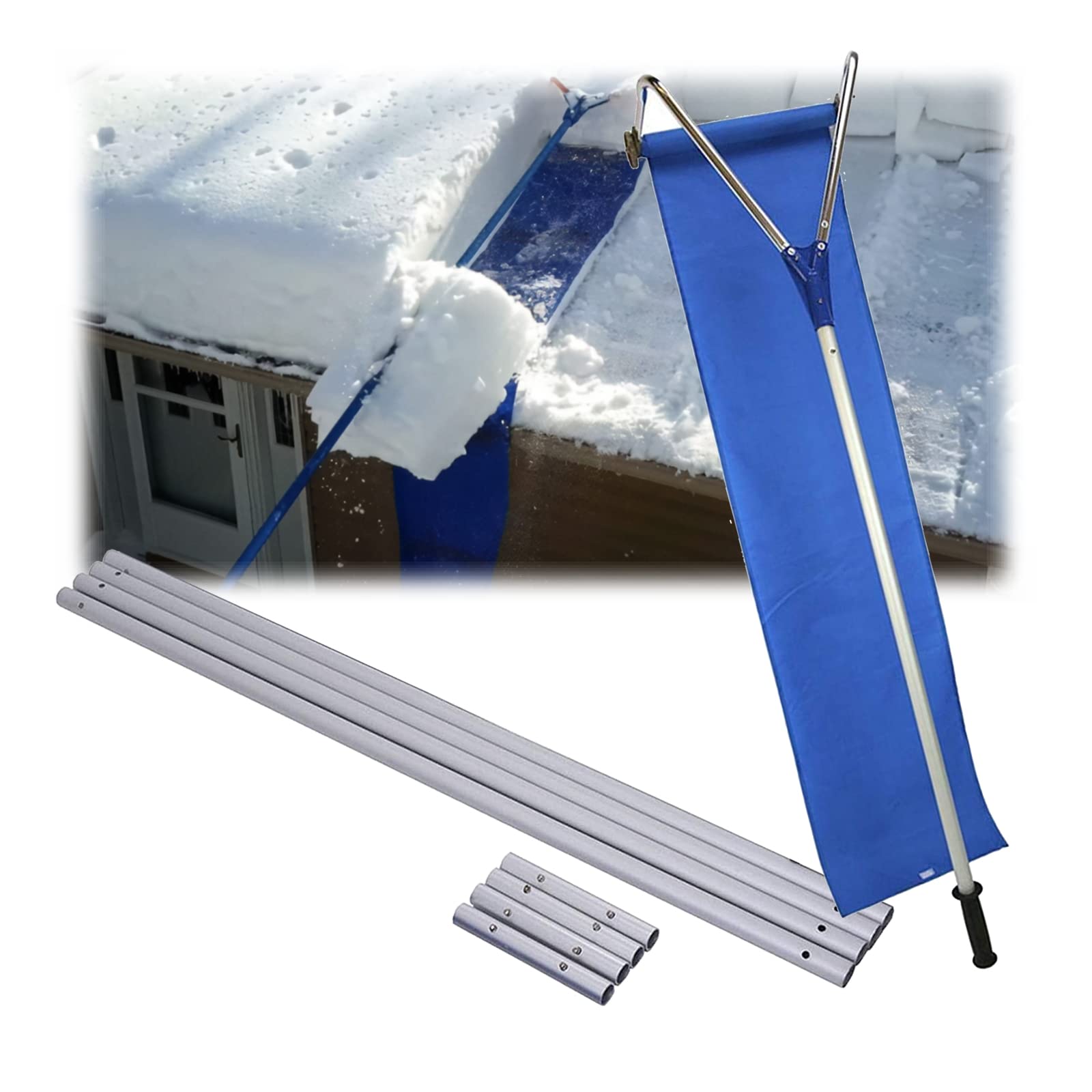 スノーダンプ 雪下ろし 除雪御先棒 180糎 - 650糎 スノーレーキ 大屋根 伸縮式楽々雪滑 5本の軽銀極点を自然調整能力のある 軽さ 軽銀製