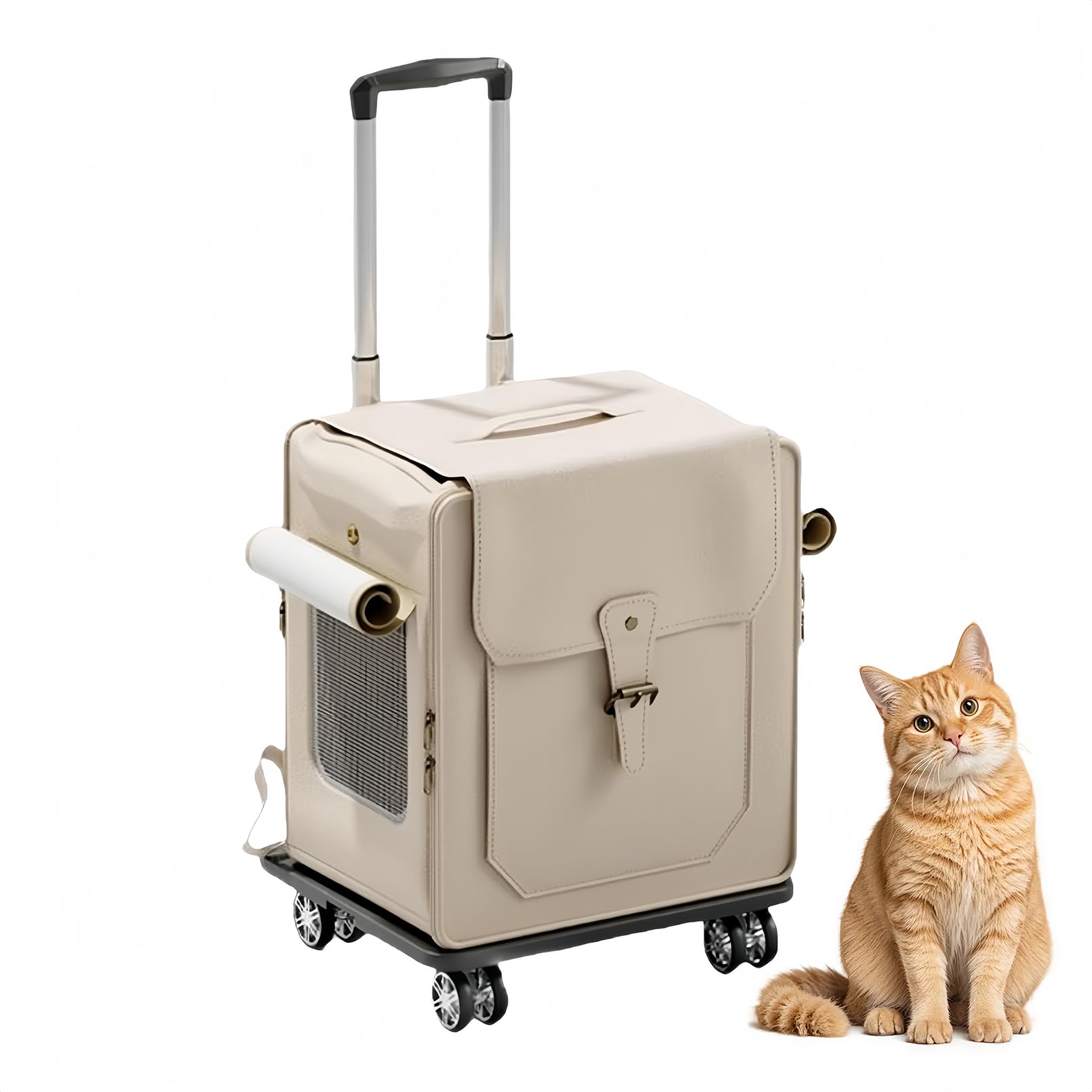 キャットキャリー 大型猫相応う キャリーバッグ 軽さ 愛玩動物キャリーバッグ 持ちはこび入れもの 伸縮手持ち部分付き添い人 トローリー式 うしろ側リ