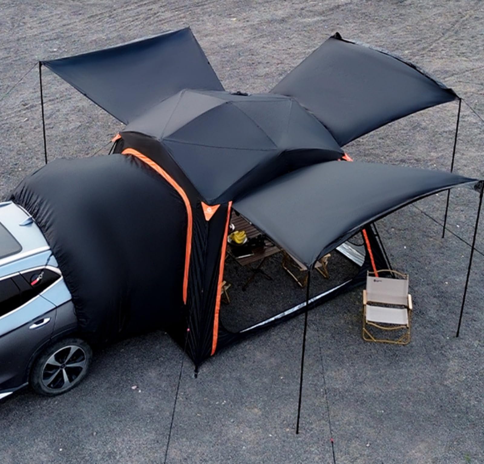 2026防災対策トランクテント車中泊テントキャンプ 日よけ 防水?UV機能 メッシュ窓付き リアゲート ハッチバック 車と連結 屋根シ｜おやま商店店