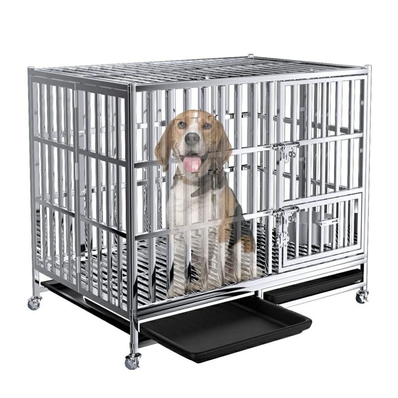 ペットケージ 大中型犬用 キャスター付き 金属製で頑丈 ロック付き 折りたたみ式 サークルトレー付き 大型 小型 中型犬クレート｜おやま商店店