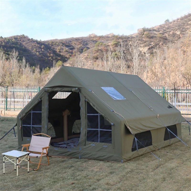 大気圏幕屋 大型 2～6人用 インフレータブルテント 煙り出し穴付き添い人 はたご屋幕屋 雨合羽 4季節 アウトドア キャンプテント 組み立て