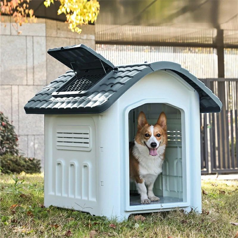 犬掘っ建て小屋 室外断熱可塑性物質犬保護施設 小型犬用耐候性牢固たる犬掘っ建て小屋(Large)