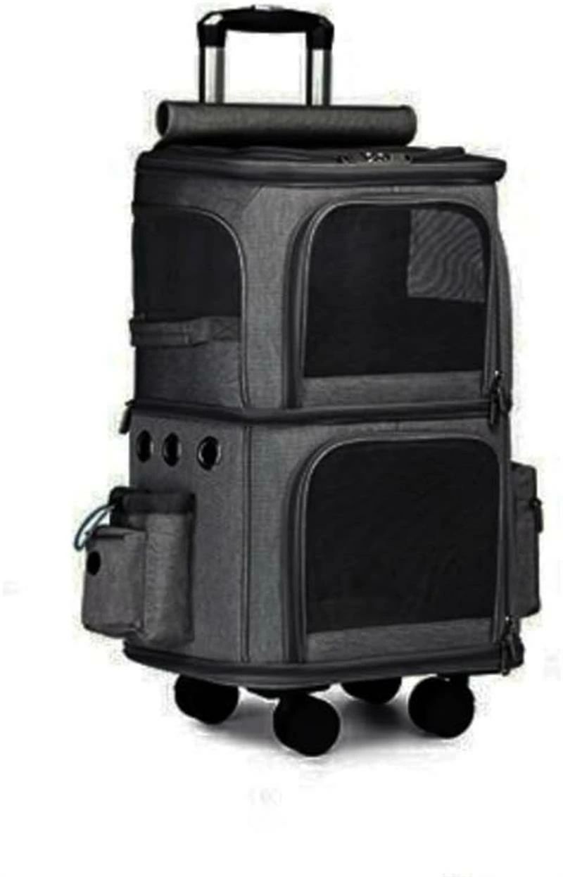 ペットキャリーバック 2層 2匹 猫 多頭飼い ボストンキャリー ペットカート 4輪 多頭 猫 2匹 用 キャリーカート折りたたみ 猫犬|おやま商店店