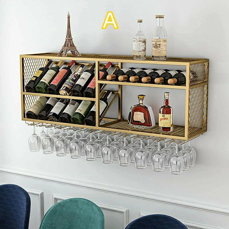 実業用飾りつけブドウ酒仕合わせ、吊り下げゴブレットラック、ブドウ酒仕合わせ?保持者、ガードレールと硝子保持者付き添い人2層ワインボト
