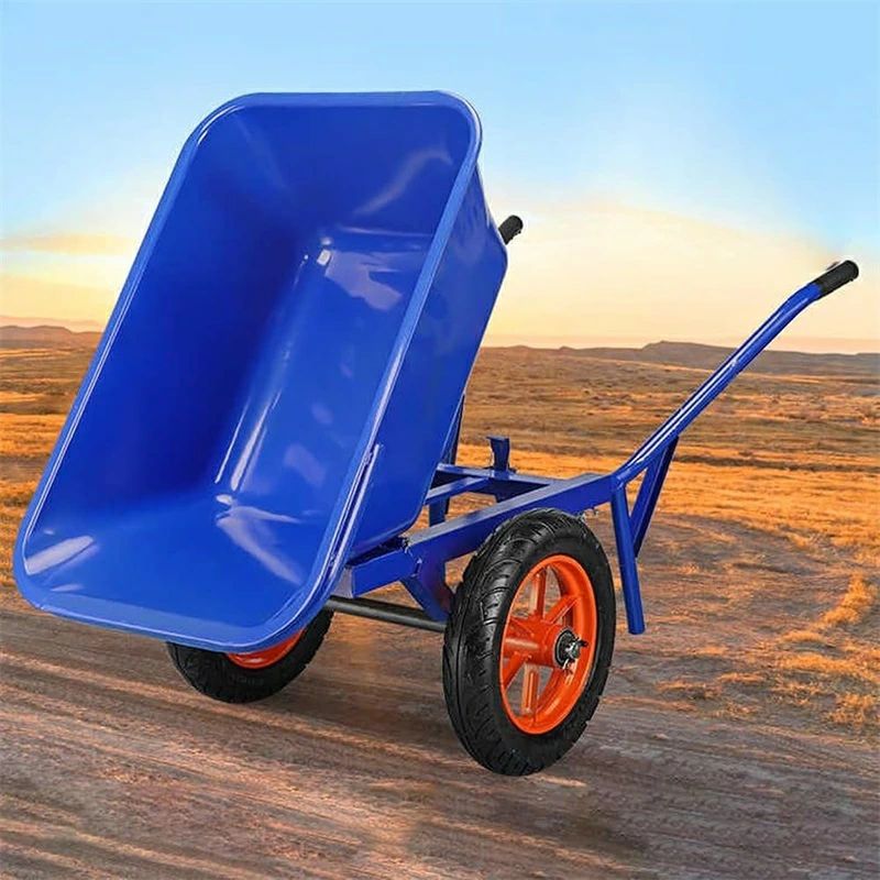 リヤカー ガーデンリヤカー ダンプカート 深型 2輪 大容量120L スチール製 ダンプ機能付き農業 果樹園 建設現場 輸送用 組み立て｜おやま商店店