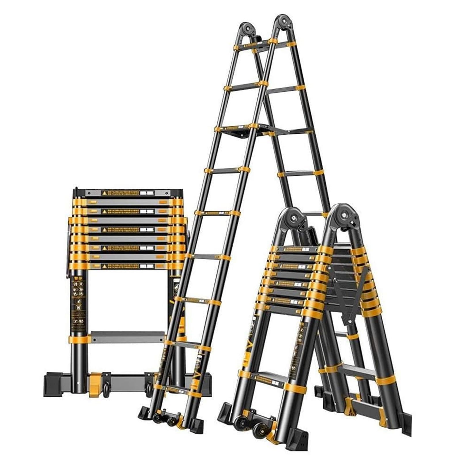 伸縮はしご 折りたたみはしご 脚立 梯子 ladder 多機能アルミはしご プロ用伸縮はしご 省スペース 持ち運びやすい 軽量 高い耐荷|おやま商店店