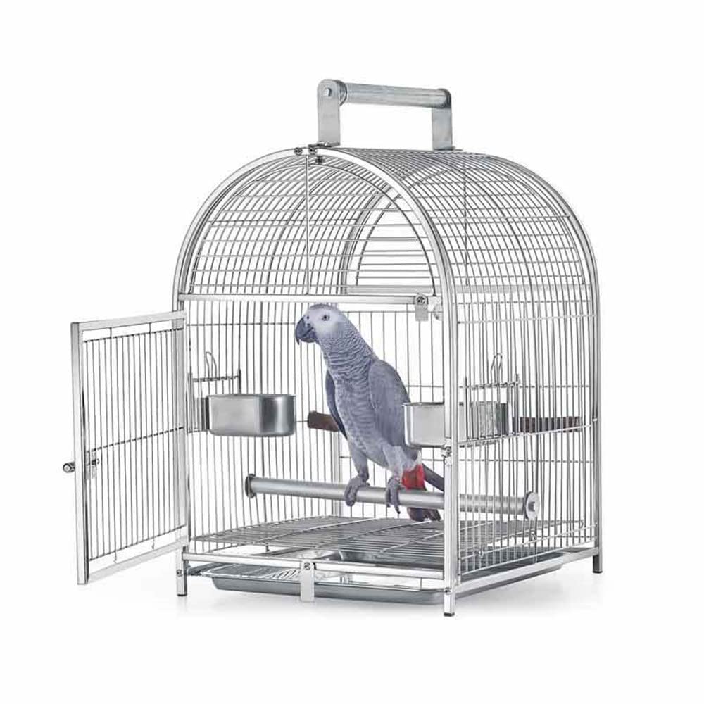 ステンレス鋼鋼 鳥用持ちはこびかご  中型のオウム真理教に適しています 御盆、ボンネット優勝杯2個、スタンディングスティック2本付き添い人