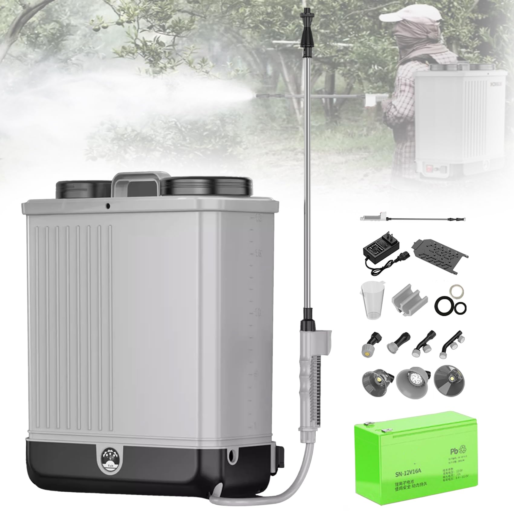 充電式 噴霧器 20L 自動噴霧器 背負い式 消毒自動噴霧器 コードレス 連続作業 大容量タンク 圧力調整 残量表示 軽量 低騒音 消毒