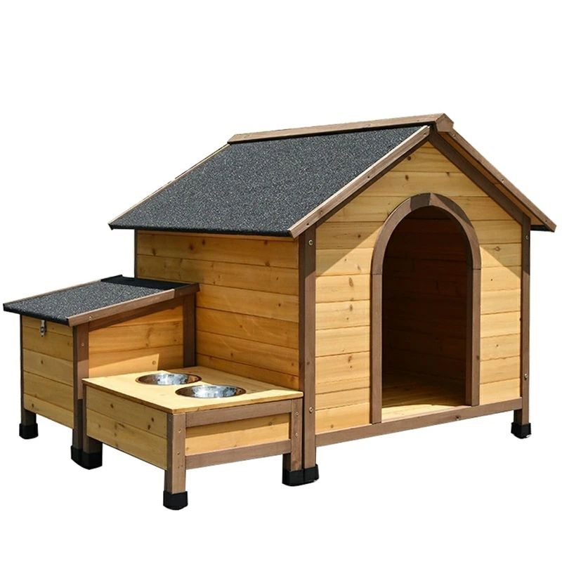 大型犬用の犬用クレート アスファルト大屋根のボンネットどんぶり鉢 水入れ付き添い人船室表現スタイルの高床式犬用保護施設