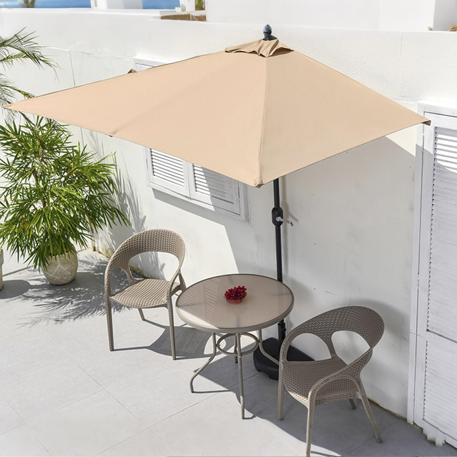 半月日がさ 露天飾りもの二分の一傘 ＋早見表1台、居敷き2脚書き割り 庭院? 高さ合わせる能力のある 撥水産業 日おおい UV取りすてる 精神的な統合飾り気のない 庭?ベ