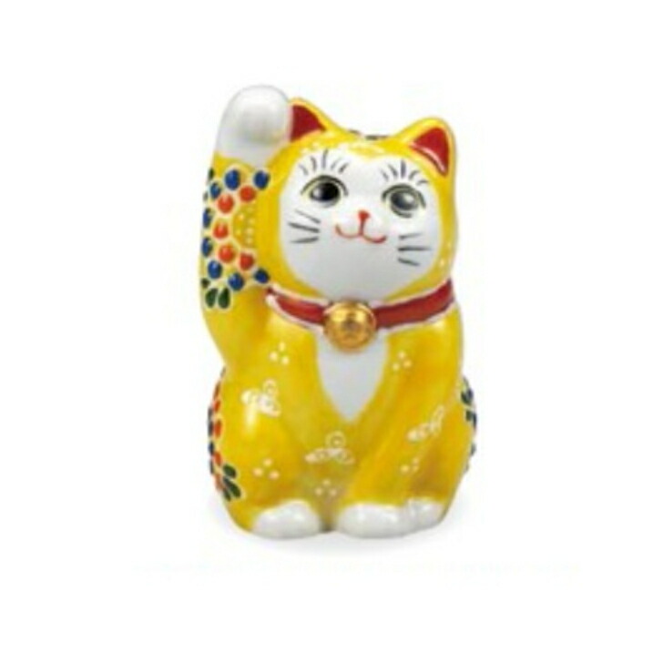 楽天市場】招き猫 九谷焼 伝統工芸 置物 日本製 横座り招き猫 黒盛花と