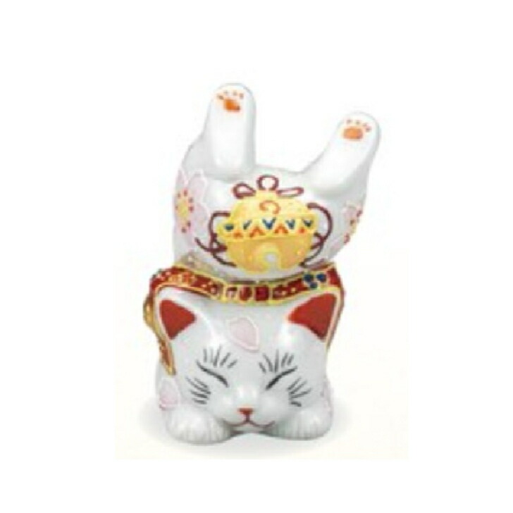 楽天市場】招き猫 九谷焼 伝統工芸 置物 日本製 横座り招き猫 黒盛花と