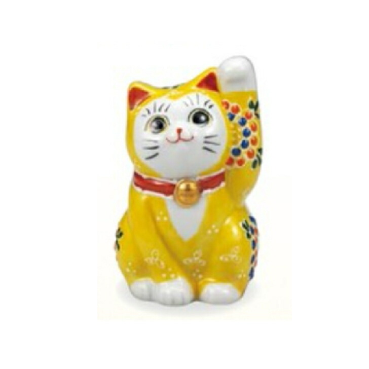 楽天市場】招き猫 九谷焼 伝統工芸 置物 日本製 横座り招き猫 黒盛花と