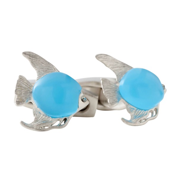 サイモンカーター SIMON CARTER イギリス製 Darwin Angel Fish Blue Agate カフリンクス カフスボタン ギフト ブランド プレゼント おしゃれ|カフス 彼氏 男性 小物 誕生日プレゼント メンズ 結婚式 ファッション小物 旦那 レディース|ワイシャツ専門店【ozie】オジエ