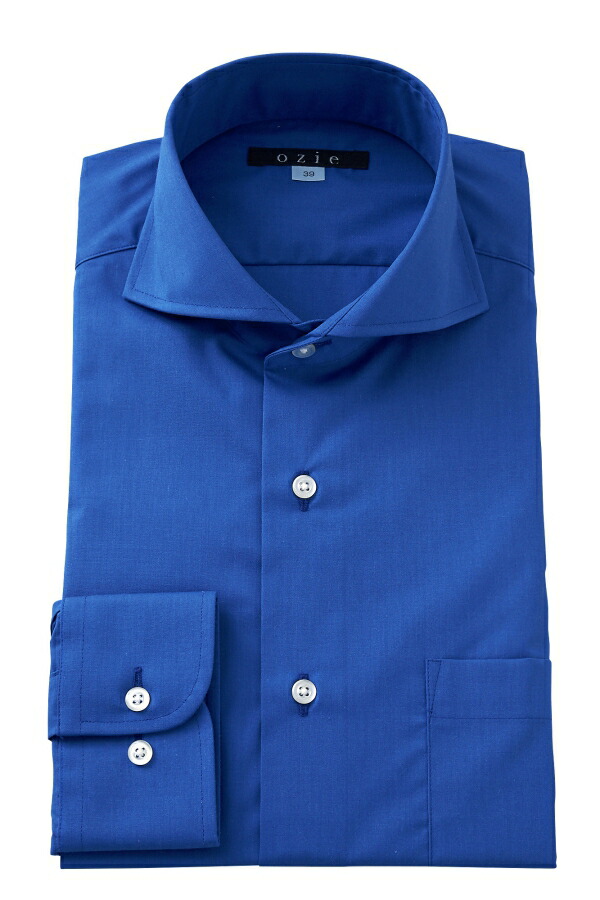 blue long sleeve collared shirt