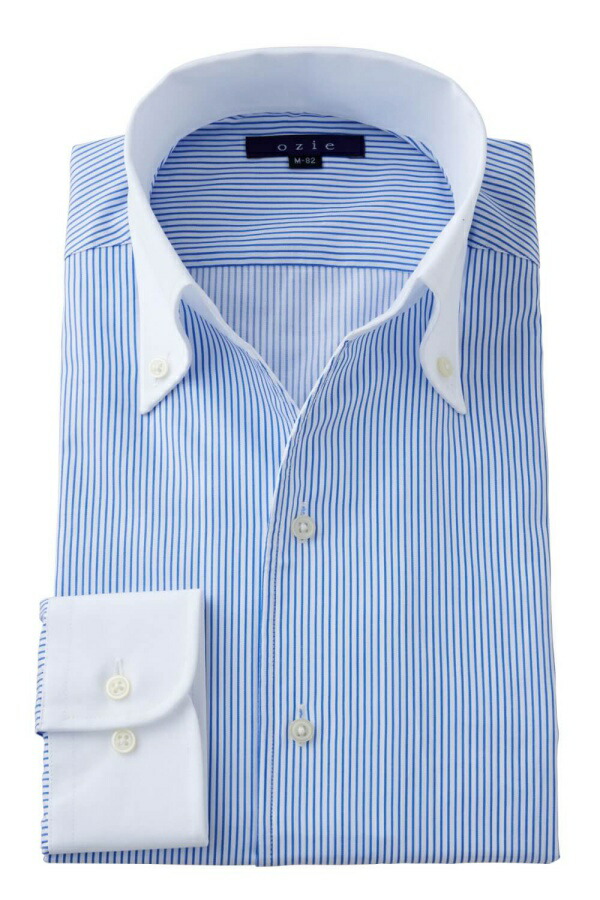 ブルーストライプ　高級シャツ 高級シャツ BARBA バルバ ストライプ シャツ 長袖 青 ブルー サイズ38