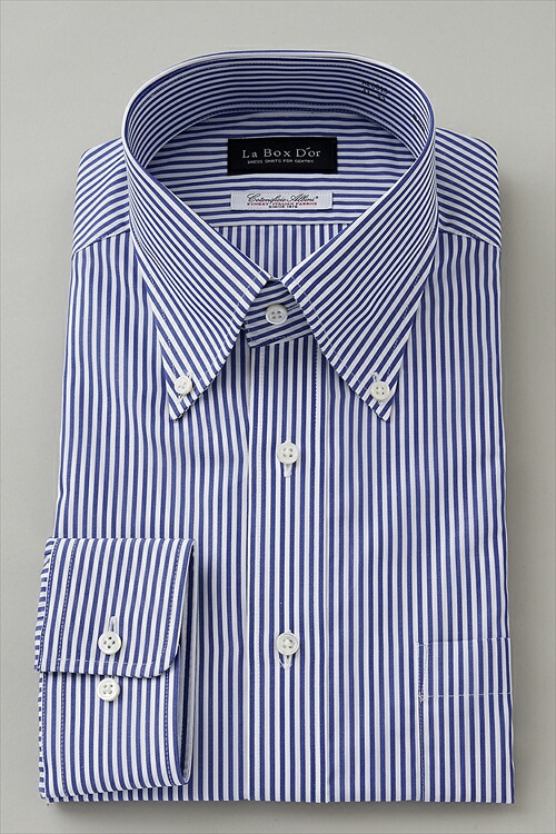 Ozie Rakuten Global Market Dress Shirt Long Sleeve On Dress Shirt Long Sleeve On Down Collar Blue Stripe An Made
