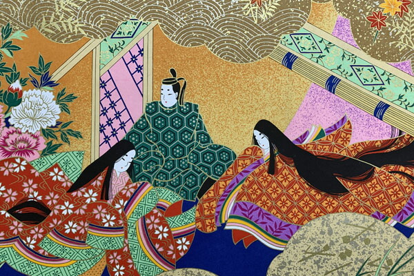 楽天市場 友禅紙総柄 大 四季の花に貴族の風俗 御所絵巻 P2 No 21 小津和紙