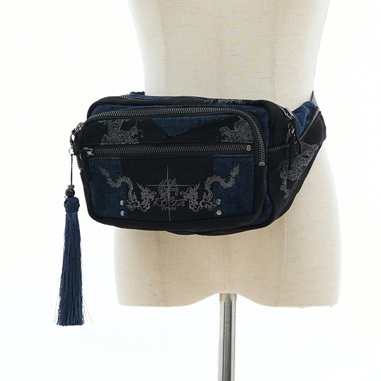 琉球浪漫物語~古龍デニムボディBAG~ 紺色 ozzonjapan オッズオンジャパン バッグ DESORO WORKS|オッズオンジャパン 店