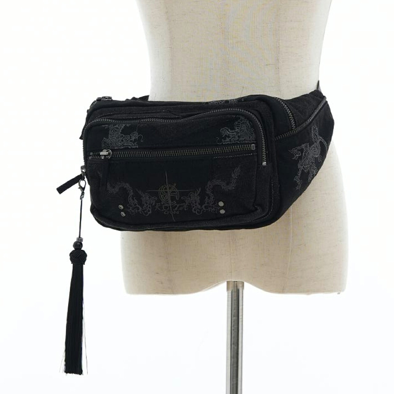 琉球浪漫物語~古龍デニムボディBAG~黒色 ozzonjapan オッズオンジャパン バッグ DESORO WORKS|オッズオンジャパン 店