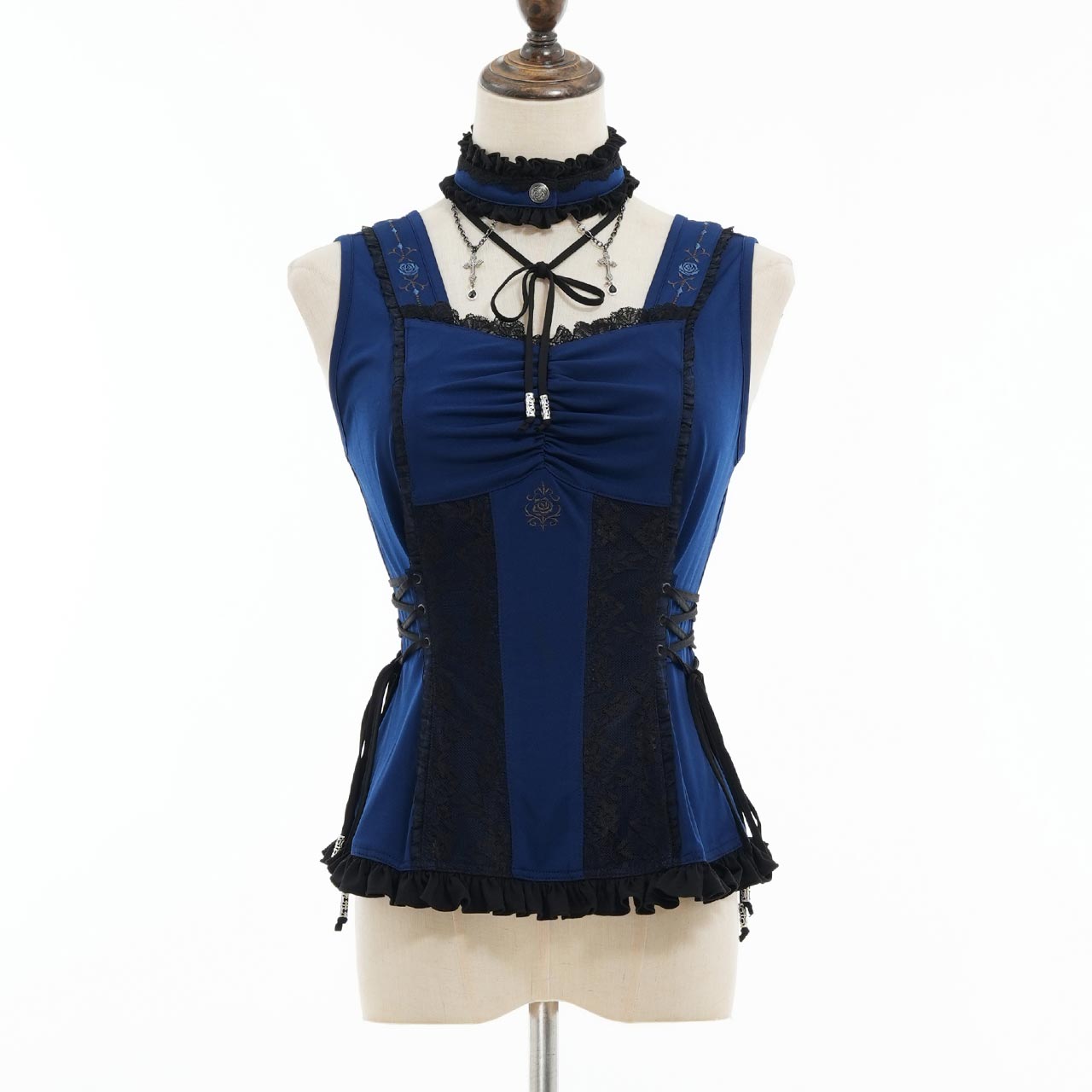 Whimsical Rosy Cats レースアップキャミソール 紺色 ozzonjapan  オッズオンジャパン ozzoneste ローズ